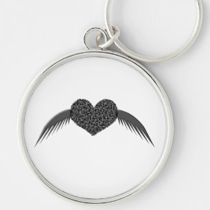 Gothic Winged Love Heart Keychain