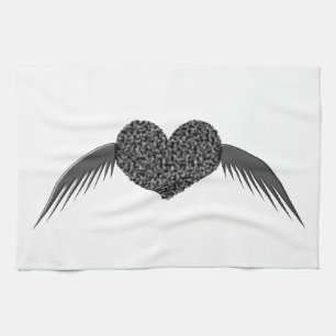 Gothic Winged Love Heart Kitchen Towel