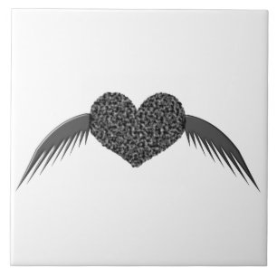 Gothic Winged Love Heart Tile