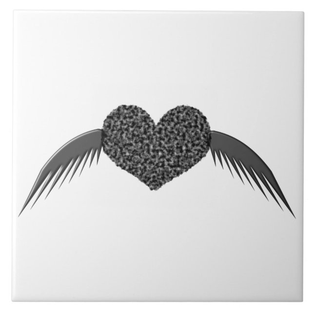 Gothic Winged Love Heart Tile (Front)