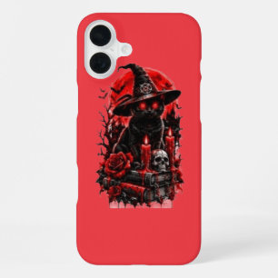Gothic Witch Black Cat Halloween Skull Candle Desi iPhone 16 Plus Case