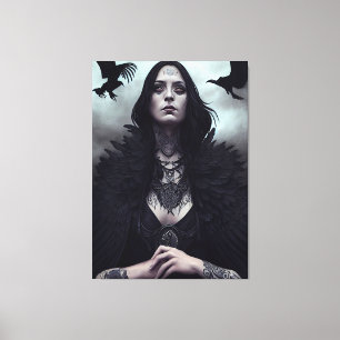  Gothic Witch Black Crow Canvas Print