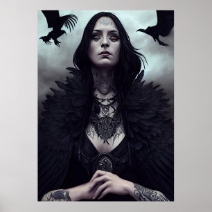 Gothic Witch Black Crow Poster
