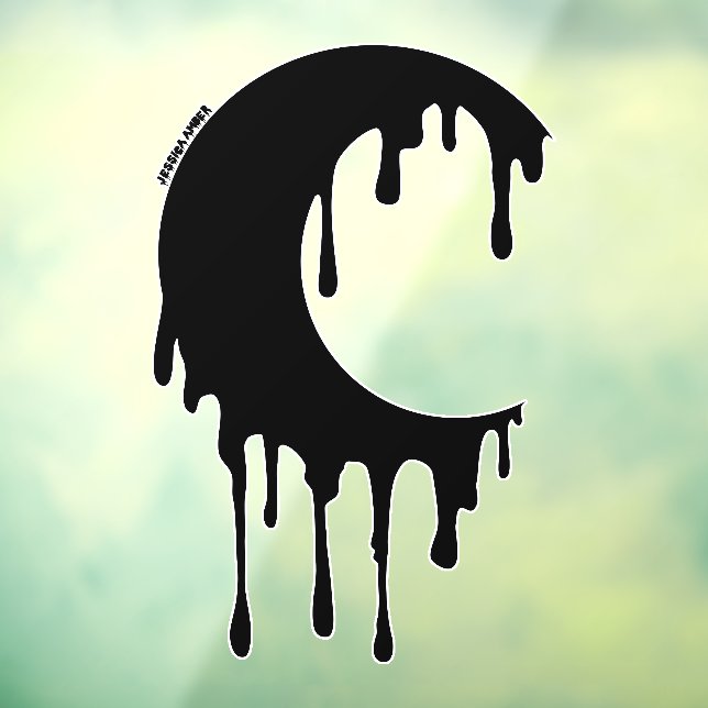 Gothic Witch Black Dripping Moon Silhouette Window Cling (Sheet 3)