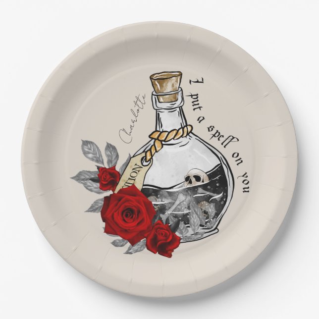 Gothic Witch Love Potion Paper Plate (Front)
