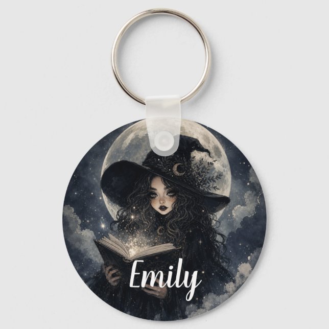 Gothic Witch Nature Full Moon Design ||  Keychain (Front)