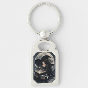 Gothic Witch Nature Full Moon Design Keychain