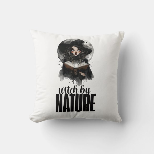 Gothic Witch Nature Full Moon Design ||  Throw Pillow (Front)