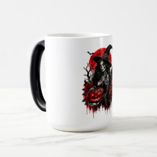 Gothic Witch Pumpkin Halloween Black Cat Spooky De Magic Mug
