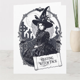 Gothic Witch Resting Witch Face Design Card