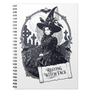 Gothic Witch Resting Witch Face Design Notebook