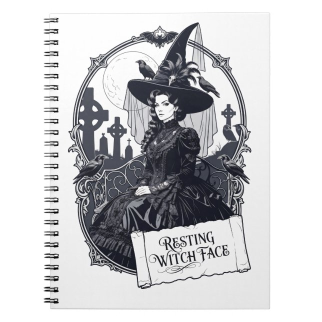Gothic Witch Resting Witch Face Design Notebook (Front)