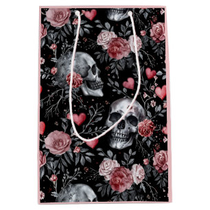 Gothic Witchcraft Skulls with Roses  Medium Gift Bag