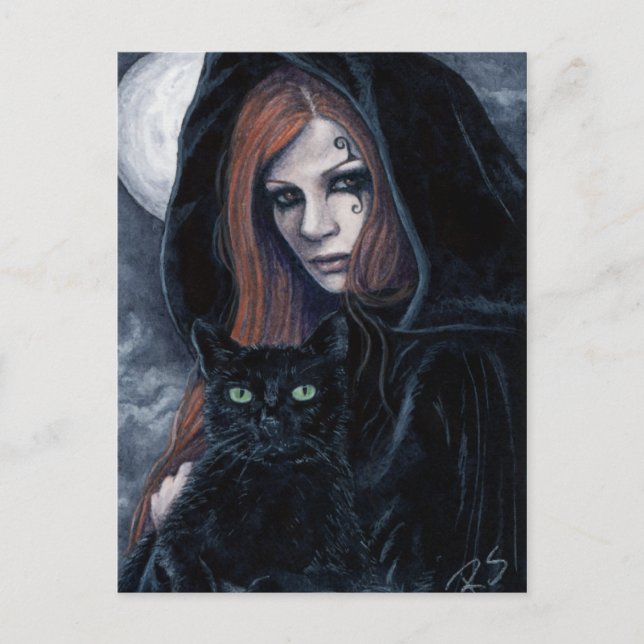 Gothic Witching Hour Cat Postcard (Front)