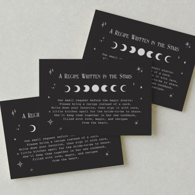 Gothic Witchy Bridal Shower Recipe Request  Enclosure Card (Creator Uploaded)