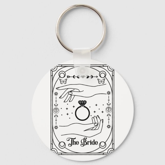 Gothic Witchy Bride Coven Tarot Halloween Bachelor Keychain (Front)