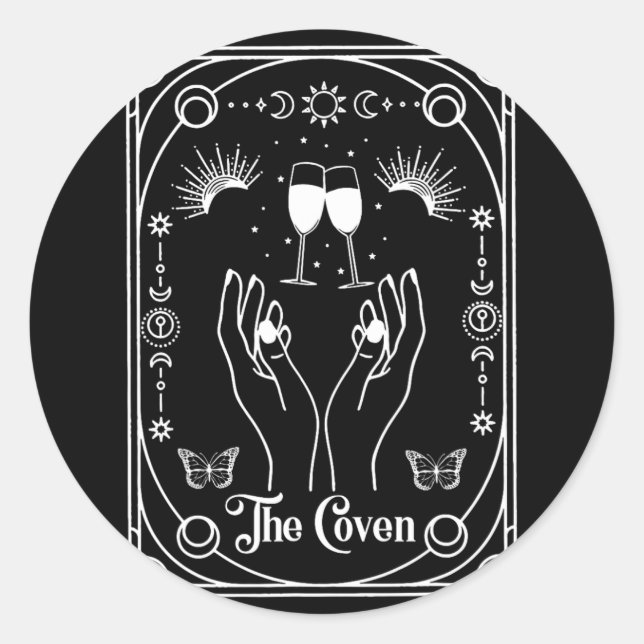 Gothic Witchy Coven Bride Tarot Halloween Bachelor Classic Round Sticker (Front)