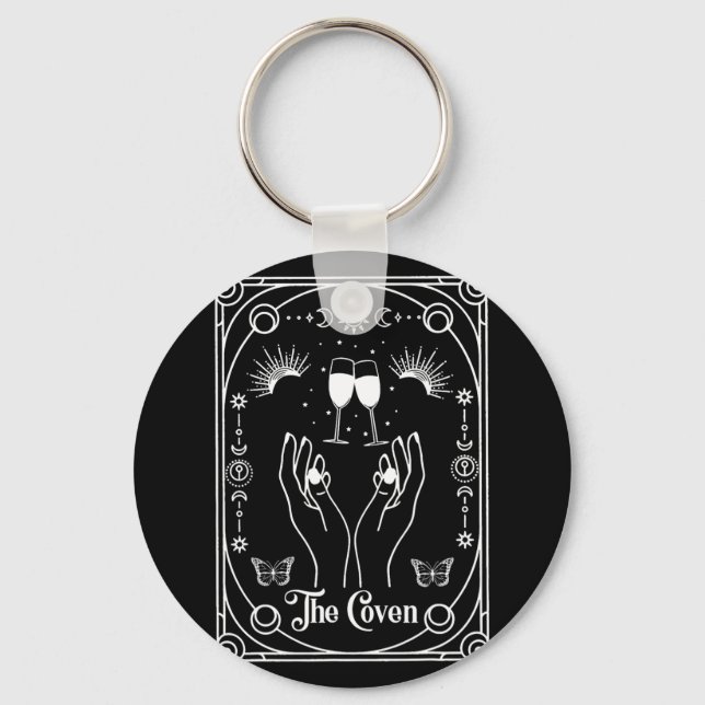 Gothic Witchy Coven Bride Tarot Halloween Bachelor Keychain (Front)