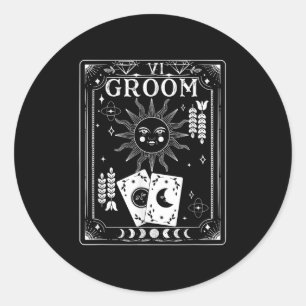 Gothic Witchy Coven, Tarot Halloween Groom Bachelo Classic Round Sticker