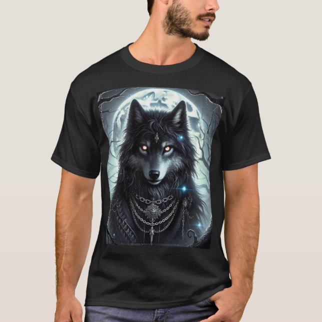 Gothic Wolf | Full Moon | Dark Fantasy T-Shirt (Front)