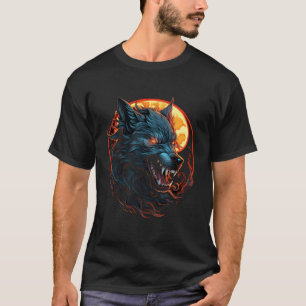 Gothic Wolf Wolves Moon Witch Occult Black Fantasy T-Shirt