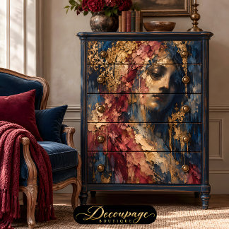 Gothic Woman Burgundy Gold Decoupage Tissue Paper