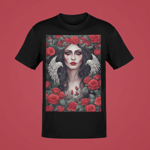 Gothic Woman Evil Darkness Rose Thorns Blood Tears T-Shirt