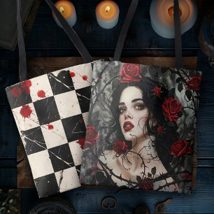 Gothic Woman in Thorns and Roses Tote Bag