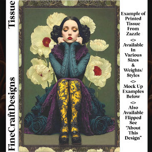 Gothic Woman With Poppies DQ6R Decoupage Tissue Paper