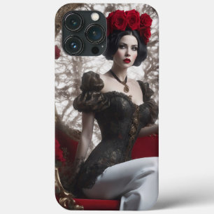 Gothic Woman with Red Rose Headpiece iPhone 13 Pro Max Case