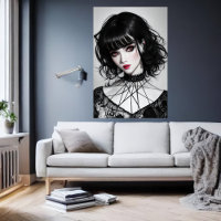Gothic women black hair | AI Art Poster