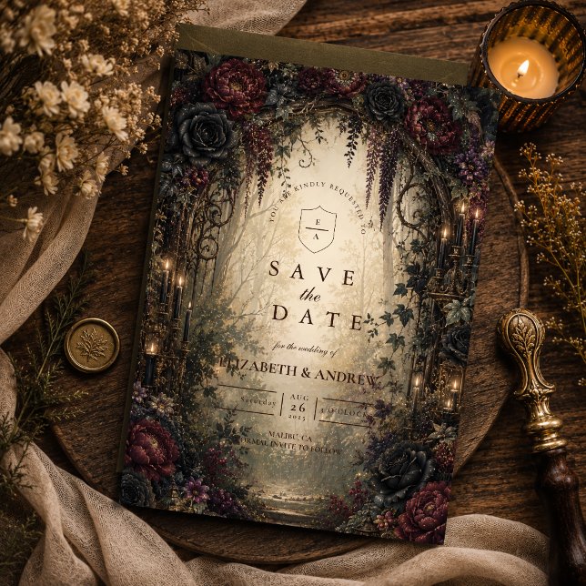 Gothic Woodland Wedding Save The Date (Creator Uploaded)