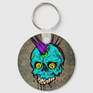 Gothic Zombie Punk Skull Keychain