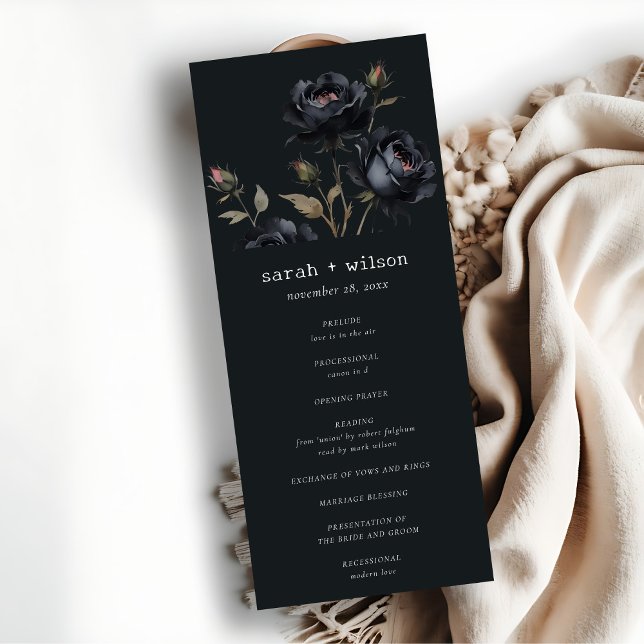 Gothique Aquarelle noire Programme de mariage des  (Créateur téléchargé)