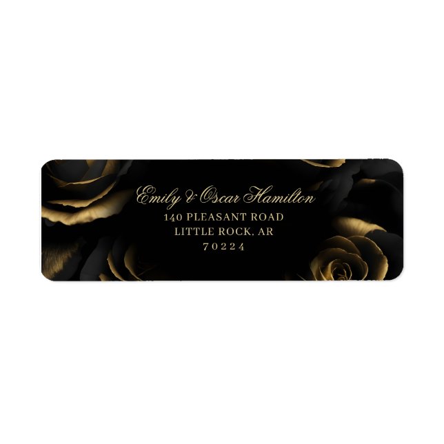 Gothique Black & Gold Roses Moody Adresse de retou (Devant)