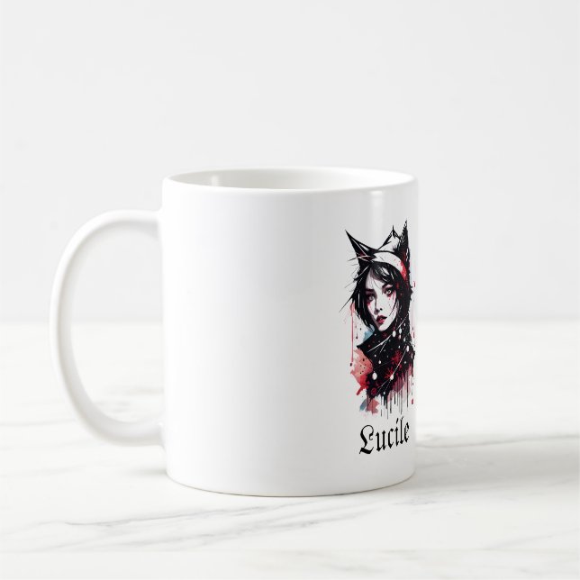 Gothique Chat-Lover Mug pour elle : Girl Love Chat (Gauche)