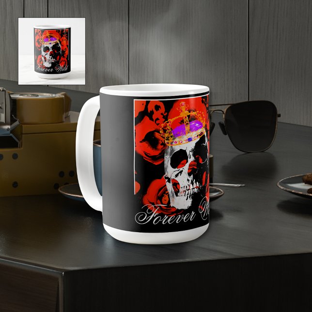 Gothique Crâne Rouge Roses Café Mug (Créateur téléchargé)