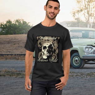 Gothique Crâne rouge Roses T-shirt
