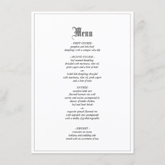 Gothique Élégant Menu De Mariage Avec Frontière