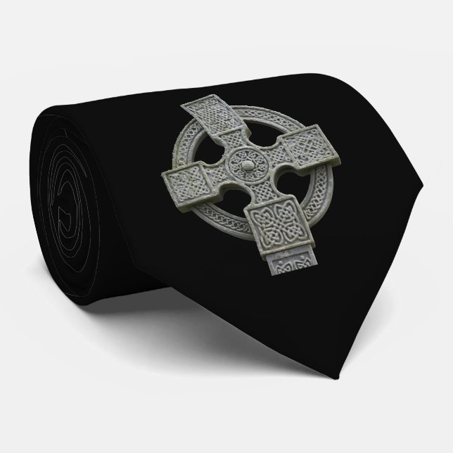 Gothique esthétique Croix celtique Cravate noir (Roulé)