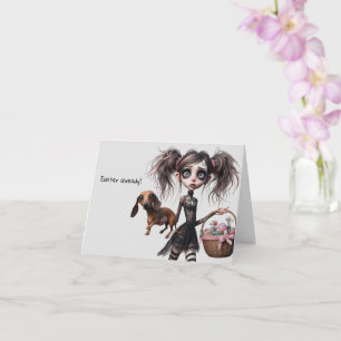 Gothique Fille de Pâques avec Dachshund Carte de P
