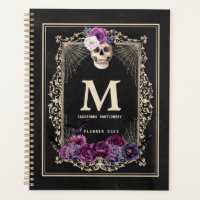 Gothique Floral Crâne personnalisé Monogramme et n