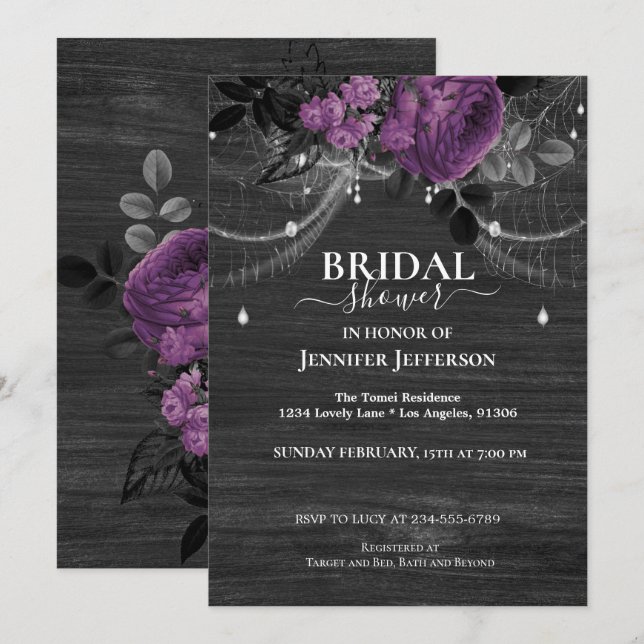 Gothique Floral Rustique nuptiale Invitation (Devant / Derrière)
