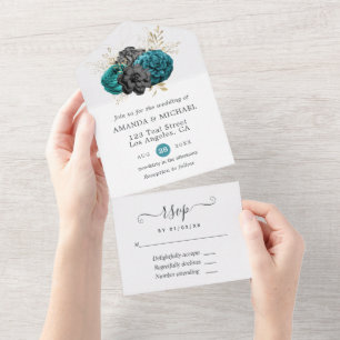 Gothique Floral Tout En Une Invitation