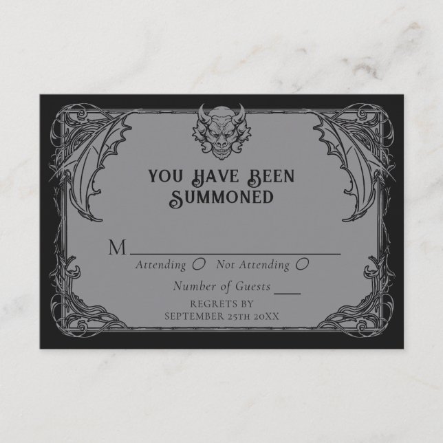 Gothique Gargoyle Mariage RSVP Carte de boîtier (Devant)