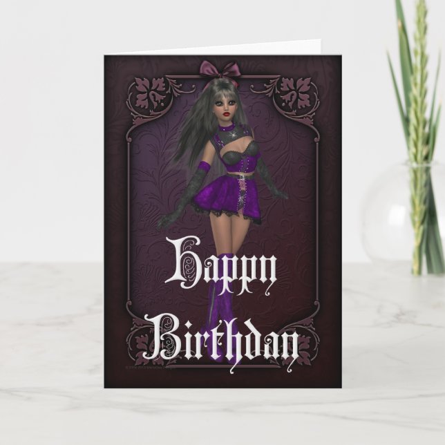 Gothique Girl Design 4 Bonne carte d'anniversaire (Devant)
