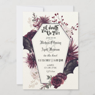 Gothique Goth Dark Bats Faire-part de mariage