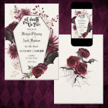 Gothique Goth Dark Bats Faire-part de mariage