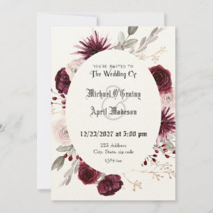 Gothique Goth Dark Rose Faire-part de mariage