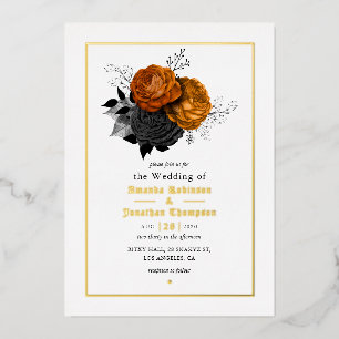 Gothique Grunge Floral Mariage Foil Invitation